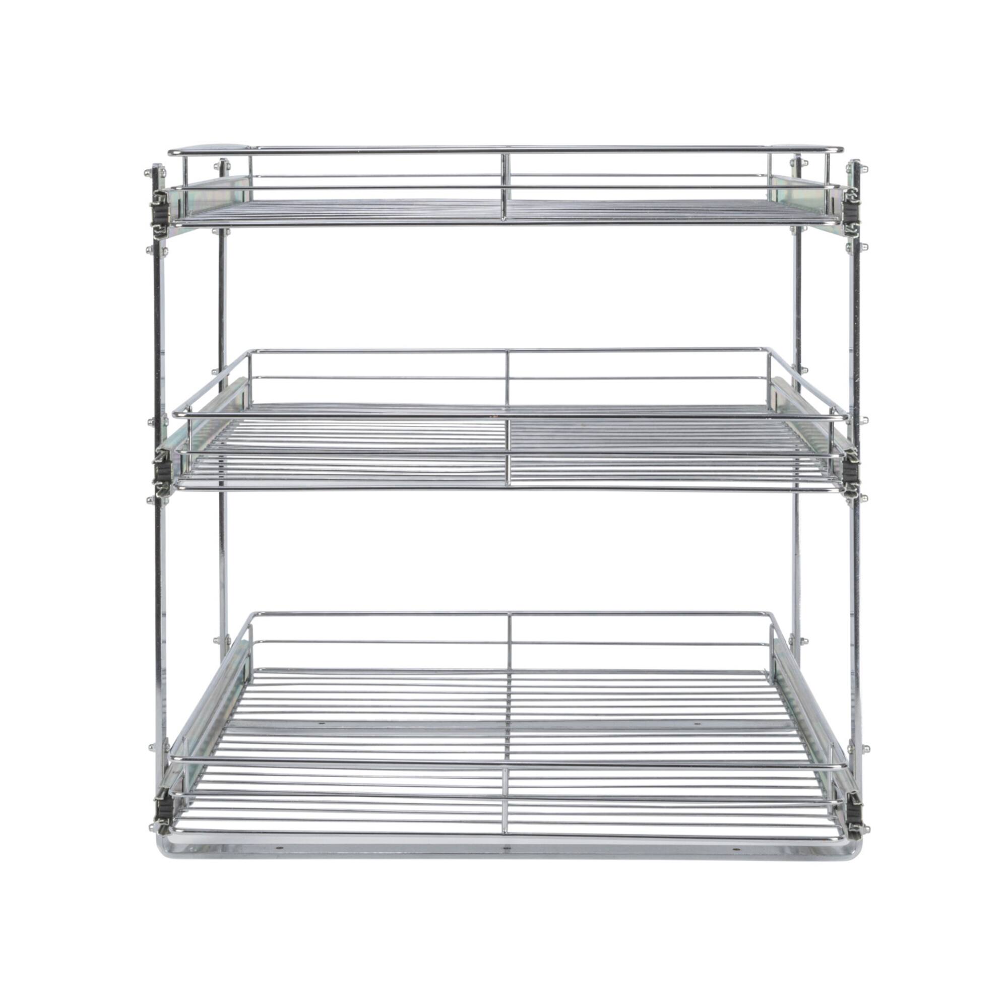 Household Essentials Glidez Chrome-Plated Steel Triple-Sliding Storage Organizer